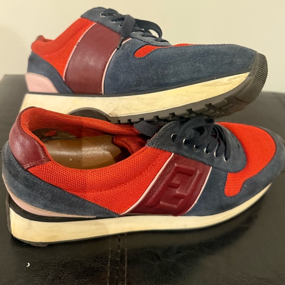 Fendi Red and Blue Women's Sneakers - Picture 1 of 5